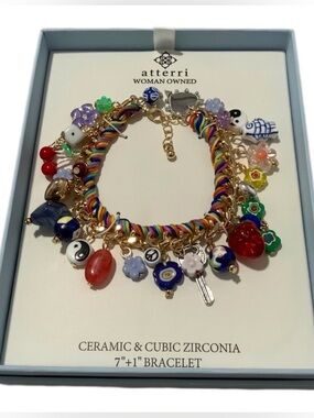 Viral Atterri Rainbow Ceramic & Cubic Zirconia charm Bracelet